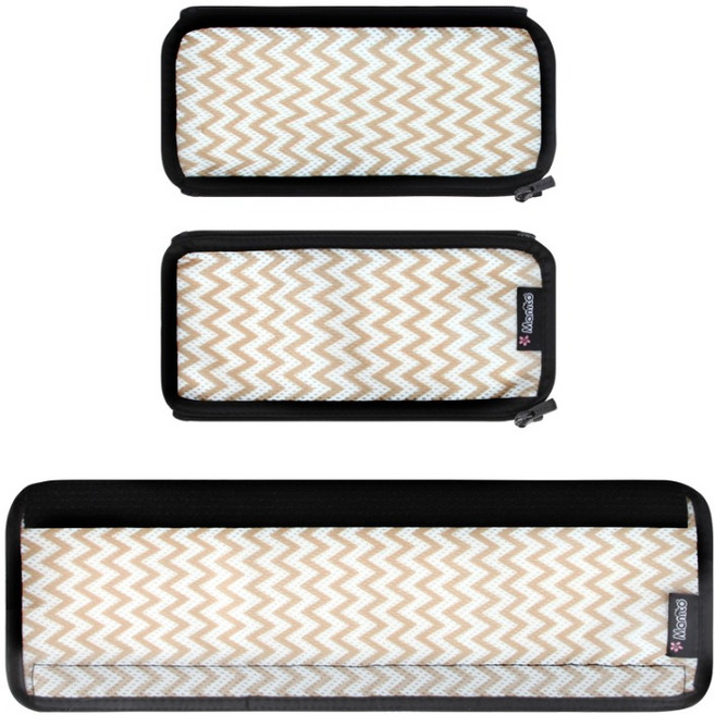 마니또 유아용 부가부 버터플라이 유모차 핸들커버 2p + 안전가드 커버 세트, 지그재그베이지, 1세트