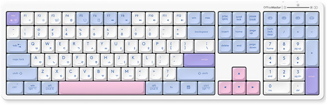 한성컴퓨터 OfficeMaster 3모드 저소음 펜타그래프 유무선 키보드, Cotton Candy, GK698, 제조사축