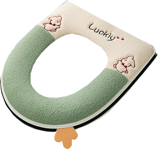 온트리 럭키 토끼 극세사 변기시트, 그린, 1개