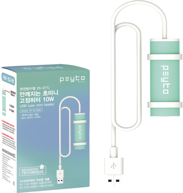 페이토 안깨지는 초미니 USB타입 10W 고정히터 PK-SL10DC, 1개