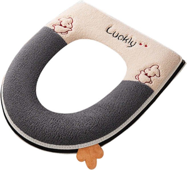 온트리 럭키 토끼 극세사 변기시트, 그레이, 1개