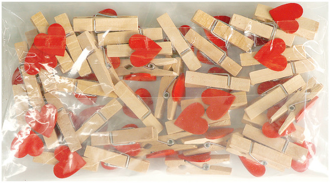 유니아트 대용량 모양 나무집게 36p, 하트, 1개