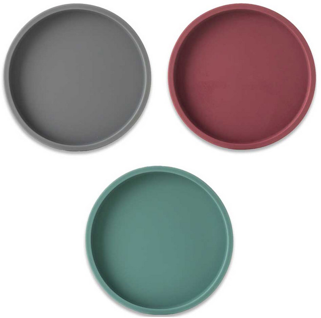 플라이토 실리콘 마카롱 원형 컵받침 3종 세트 9cm, 그레이, 와인, 카키, 1세트
