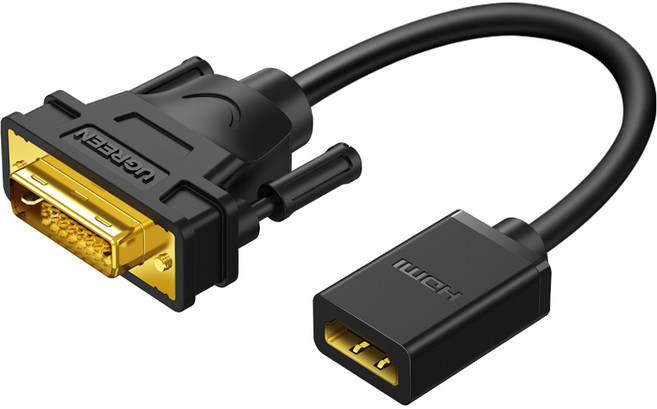 유그린 양방향 DVI M to HDMI F 케이블 젠더, 1개, 15cm
