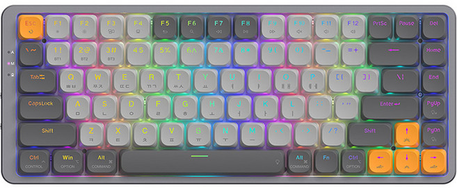 앱코 슬림 무선 텐키리스 블루투스 기계식 키보드, 적축, AK84BT, 다크그레이