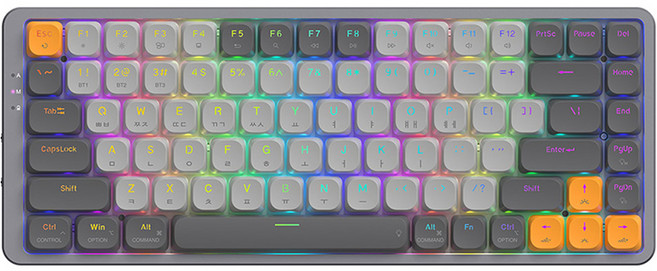 앱코 슬림 무선 텐키리스 블루투스 기계식 키보드, 갈축, AK84BT, 다크그레이