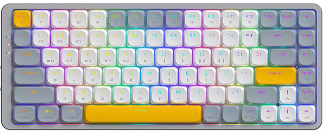 앱코 슬림 무선 텐키리스 블루투스 기계식 키보드, 적축, AK84BT, 화이트 그레이