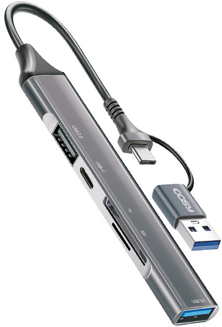 코시 5포트 슬림 메탈 듀얼 커넥터 USB 3.0 멀티허브 SD TF MH5101UC