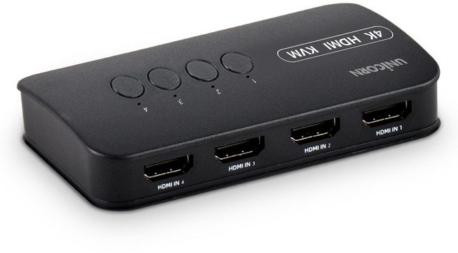 UNiCORN 4K 4埠 HDMI 螢幕鍵盤滑鼠 USB共享 KVM切換器, 1個, KVM-400HV