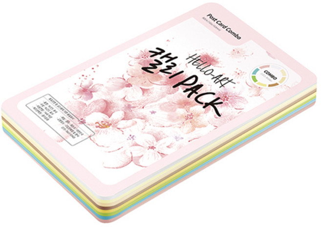 종이문화 헬로우 아트 캘리팩 두꺼운 엠보 콤보 엽서 6종 x 14p 세트 200g 104 x 153 mm, 혼합색상, 1세트