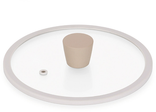 라체나 실리콘 평유리 후라이팬 냄비 뚜껑 T형 아이보리, 1개, 20cm