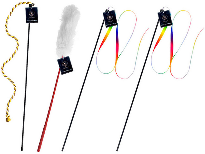 딩동펫 고양이 캣스틱 꼬리 낚싯대 4종 세트, 혼합색상, 1세트