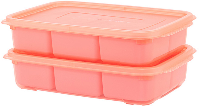 이지앤프리 유아식 6분할 큐브용기 1700ml 핑크, 2개, 단품