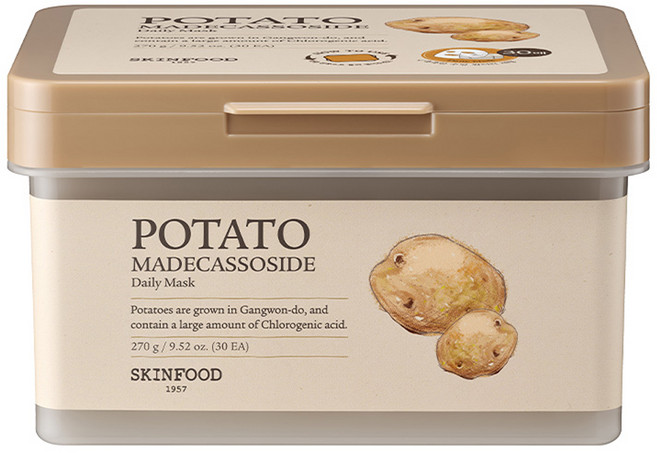 SKINFOOD 馬鈴薯積雪草抽取式日常面膜, 30片, 1盒