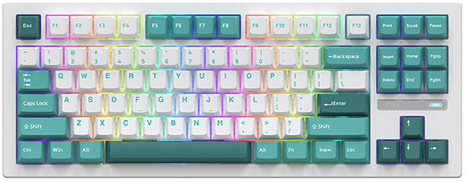 COX CK88 KTT 리니어 베이비화이트프로 키캡, 화이트 + 민트