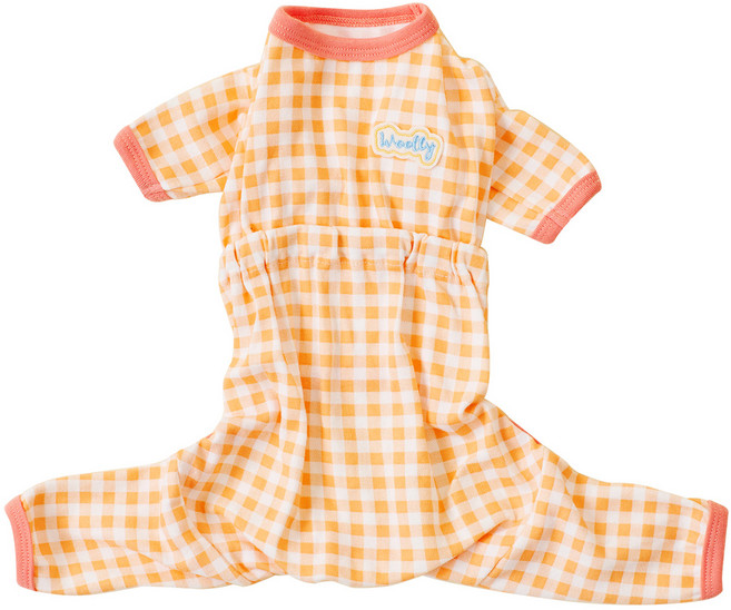 울리 강아지 체크 밴딩 올인원, 피치체크, 1개