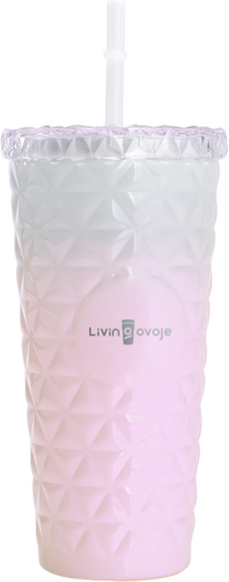 리빙오보제 그라데이션 대용량 스트로우 콜드컵, 1개, 700ml, 핑크
