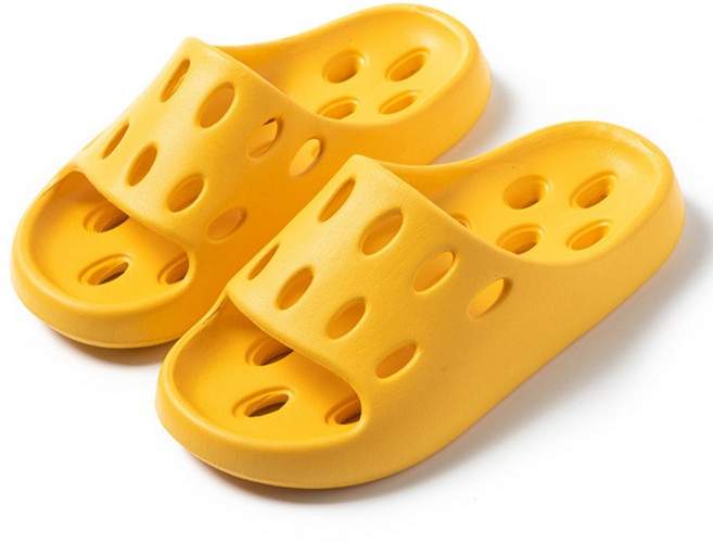 도림 구멍송송 치즈 미끄럼방지 물빠짐 EVA 푹신한 욕실화, 옐로우, 1개