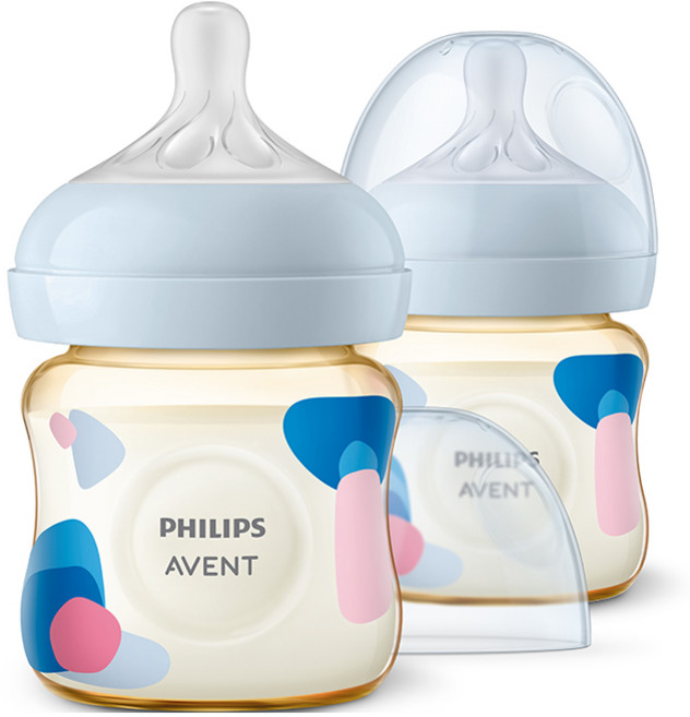 필립스아벤트 유아용 편한 PPSU 젖병 SCY94, 핑크 + 블루, 125ml, 2개