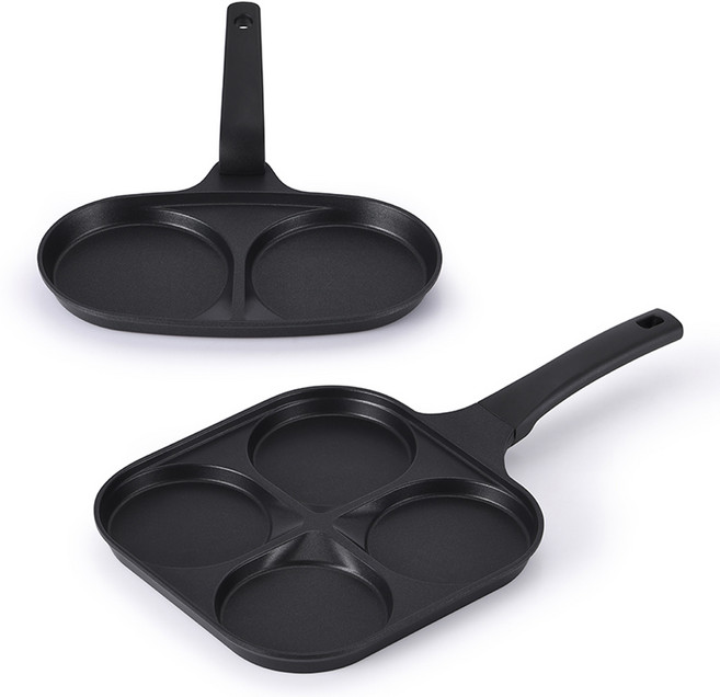 라체나 인덕션 계란 후라이팬 2종 세트, 블랙, 1세트, 에그팬 2구 + 에그팬 4구