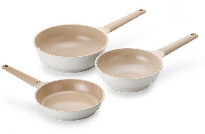 라체나 솔라 인덕션 팬 3종 세트, 아이보리, 1세트, 후라이팬 24cm + 궁중팬 24cm + 궁중팬 28cm