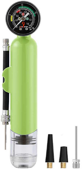 네이처스파머 풍선 축구공 농구공 압력게이지 공기압 측정 휴대용 손펌프, 그린, 1개