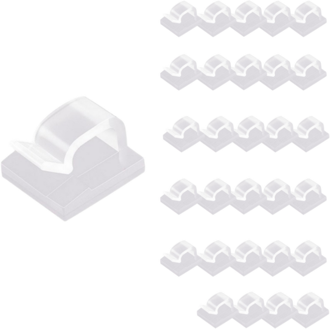 ADUNE 케이블 굵은 선 정리 클립, 30개, 투명