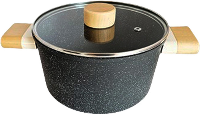 러브쿡 모던맘 인덕션 블랙스톤 우드 세라믹코팅 양수냄비, 혼합색상, 1개, 20cm