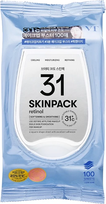 브이티코스메틱 스무스 31도 스킨팩, 100개입, 1개 - 쿠팡