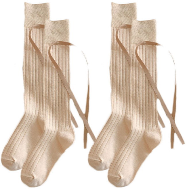 소니오 리본 포인트 니삭스 무릎양말 2켤레