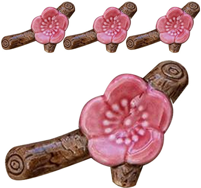 꽃 수저받침, 핑크, 4개