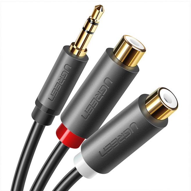 유그린 스테레오 3.5mm M to 2 RCA F 오디오 케이블 혼합색상, 1개, AV109