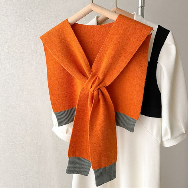 알로데 캔디 투톤 니트 어깨 숄 페이크 가디건