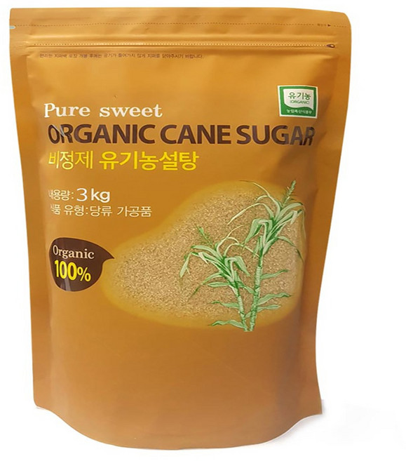 자연미가 유기농 비정제 갈색설탕, 3kg, 1개