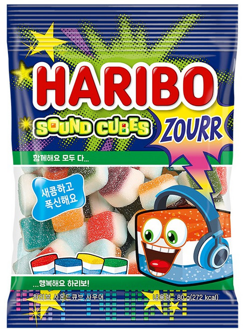 하리보 사운드큐브 사우어 젤리, 80g, 1개