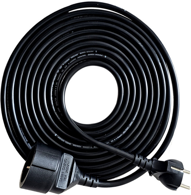 가가전자 코드 전기 연장선 16A 1구 VCTF, 1개, 3m, BLACK