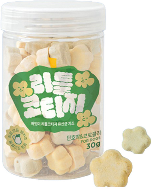 바잇미 강아지 리틀코티지 유산균 치즈, 혼합맛(단호박/브로콜리), 30g, 1개