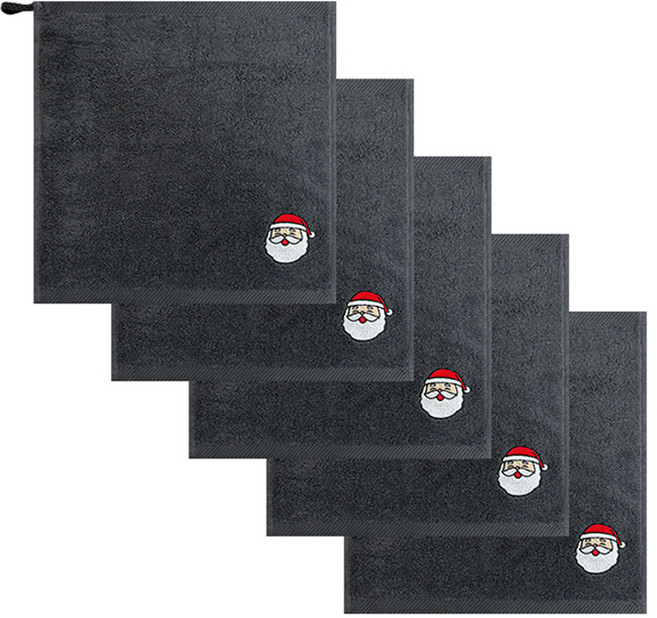 송월타월 크리스마스 몽글 고리 핸드타월, 산타 다크그레이, 5개