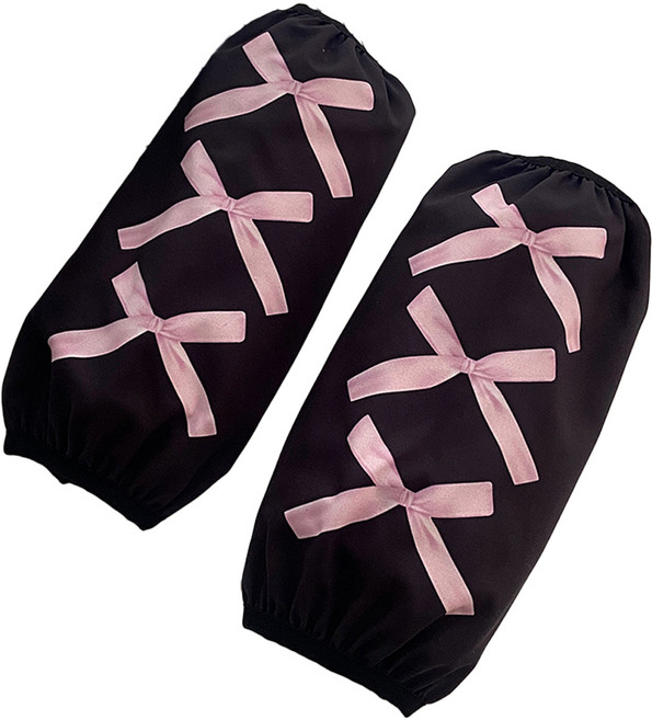 타미나요 귀여운 미술용 토시 2p, 블랙 앤 핑크 리본