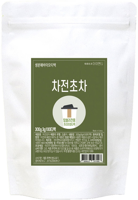 아이앤티 국내산 차전초차 티백 텀블러용, 3g, 100개입, 1개