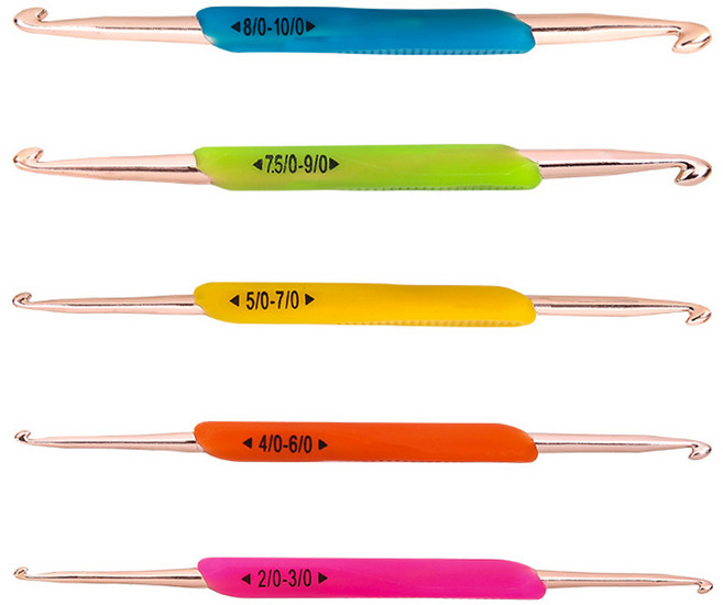 코히모 모사용 양쪽 코바늘 실리콘 뜨개바늘 5종 세트 4W250, 1세트