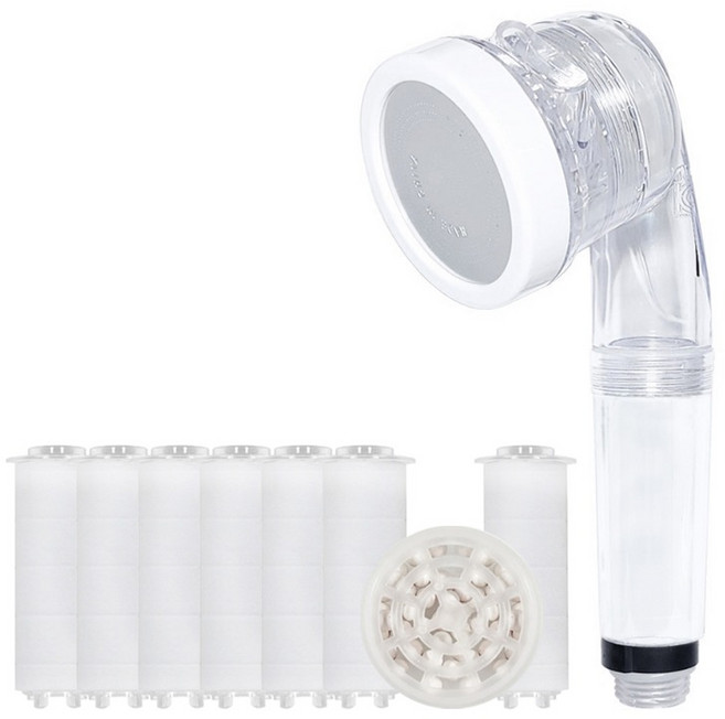 퓨어바스 이중 핸디형 싱크대 수전 헤드 + 정수 필터 1년 세트, 1세트