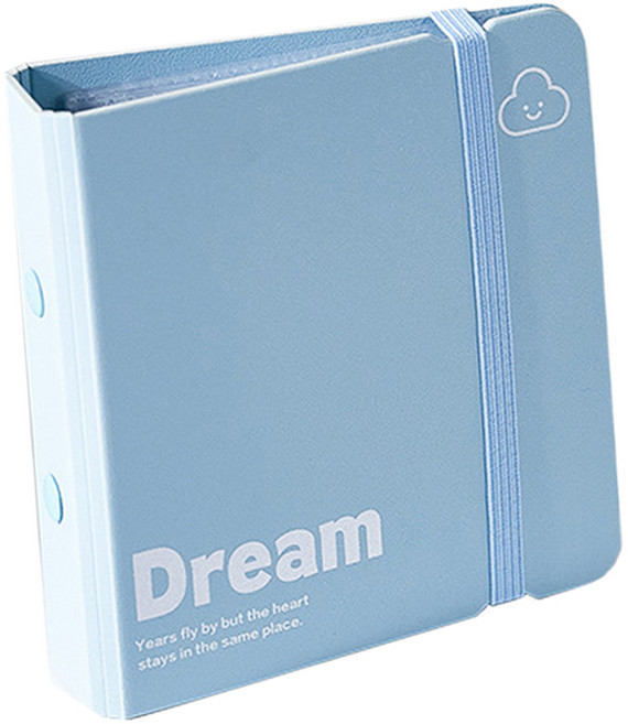 동아피엠에스 휴대용 3공 바인더 폴라로이드 포토카드 앨범, 블루, 20매