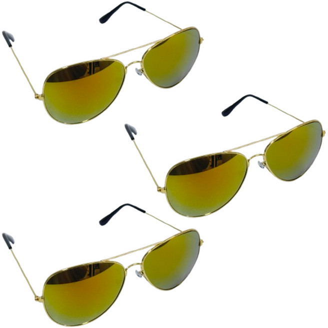 파티공구 파일럿 미러 선글라스, 스카이골드, 3개