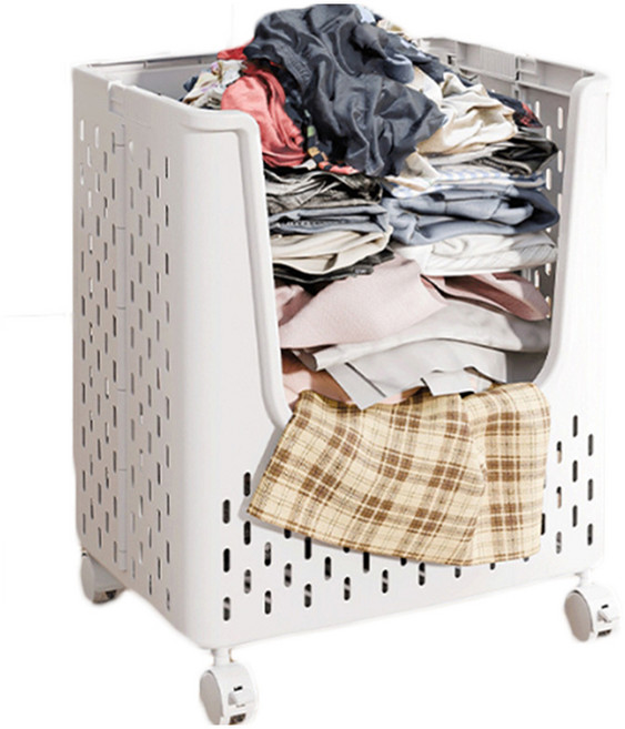 소니오 손잡이 이동 접이식 빨래바구니, 07 바퀴 입구 화이트