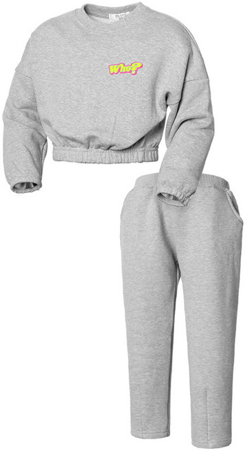 유라비 여아용 크롭 맨투맨 + 밑단 다트 팬츠 세트