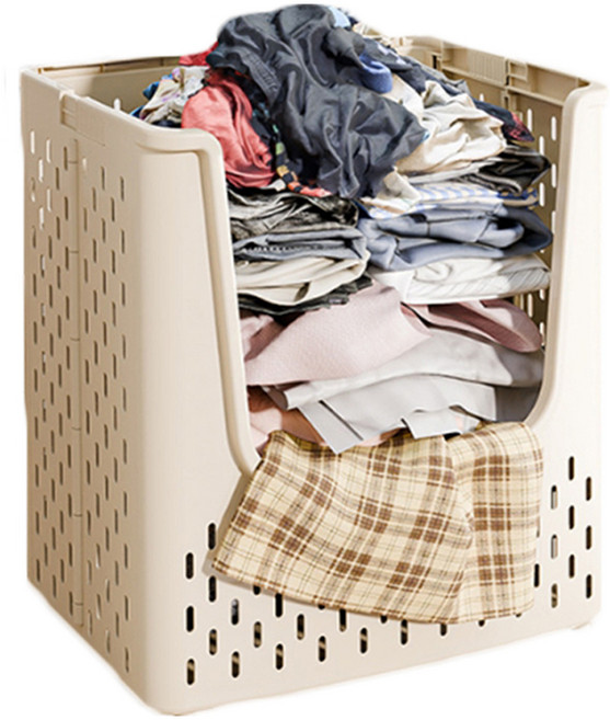 소니오 손잡이 이동 접이식 빨래바구니, 04 입구 크림