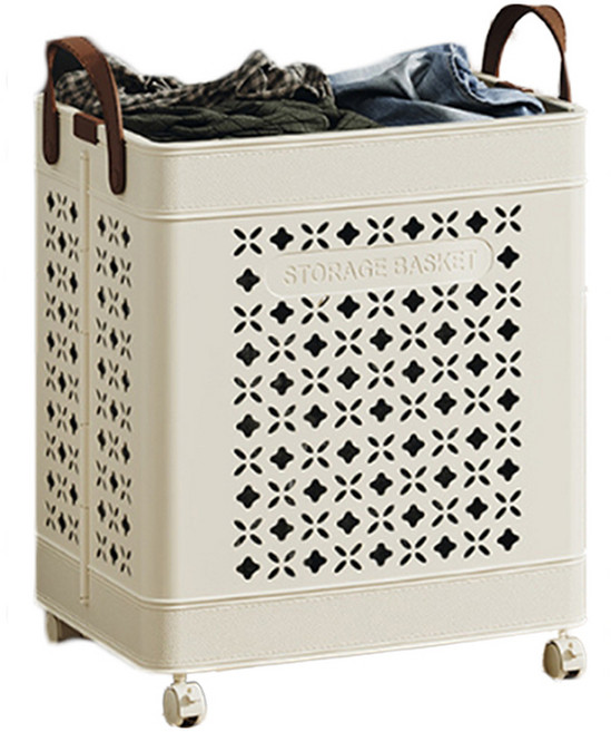 소니오 모던 다용도 접이식 빨래바구니, 08 바퀴 아이보리