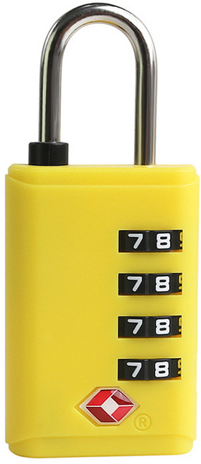 트래블큐브 초경량 TSA 안전자물쇠 4다이얼 옐로우, 1개