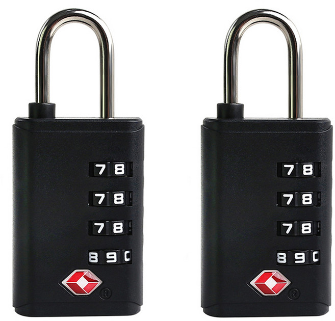 트래블큐브 초경량 TSA 안전자물쇠 4다이얼 블랙, 2개